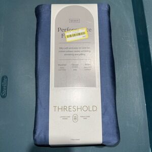 Threshold QUEEN 400 Thread Count Performance Flat Sheet Metallic‎ Blue NEW